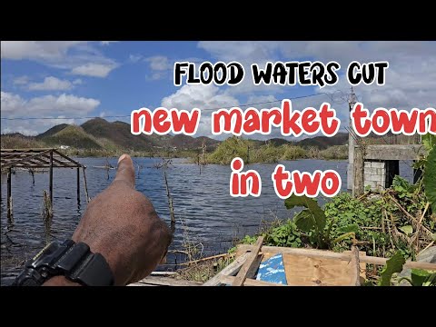 New market town flood waters is  cause for concern after heavy rains #melissa #jamaica flooding 