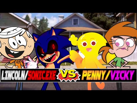 M.U.G.E.N. Battles | Lincoln Loud/Sonic.EXE vs Vicky/Penny Fitzgerald