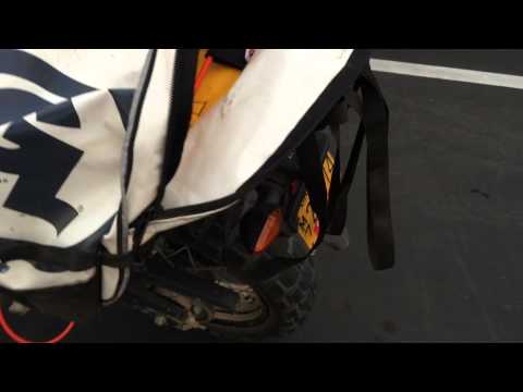 How to secure motorcycle soft luggage to bike with Giant Loop's QuickLoop cable