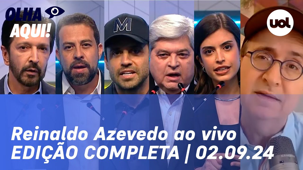 Reinaldo Azevedo ao vivo: debate em SP, Moraes e suspensão do X e+ notícias | Olha Aqui | 02/09