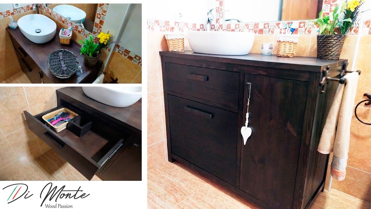 Como hacer un Mueble de Baño Rustico de Madera con lavabo sobre encimera