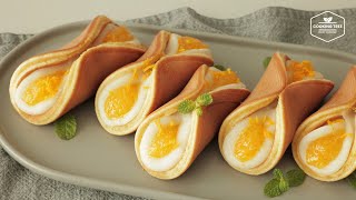 Orange Glutinous Rice Cake Pancake | Mochi Dorayaki Recipe