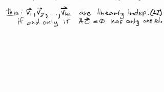 Linear Independence Lecture Part 1: Linear Independence and Rank