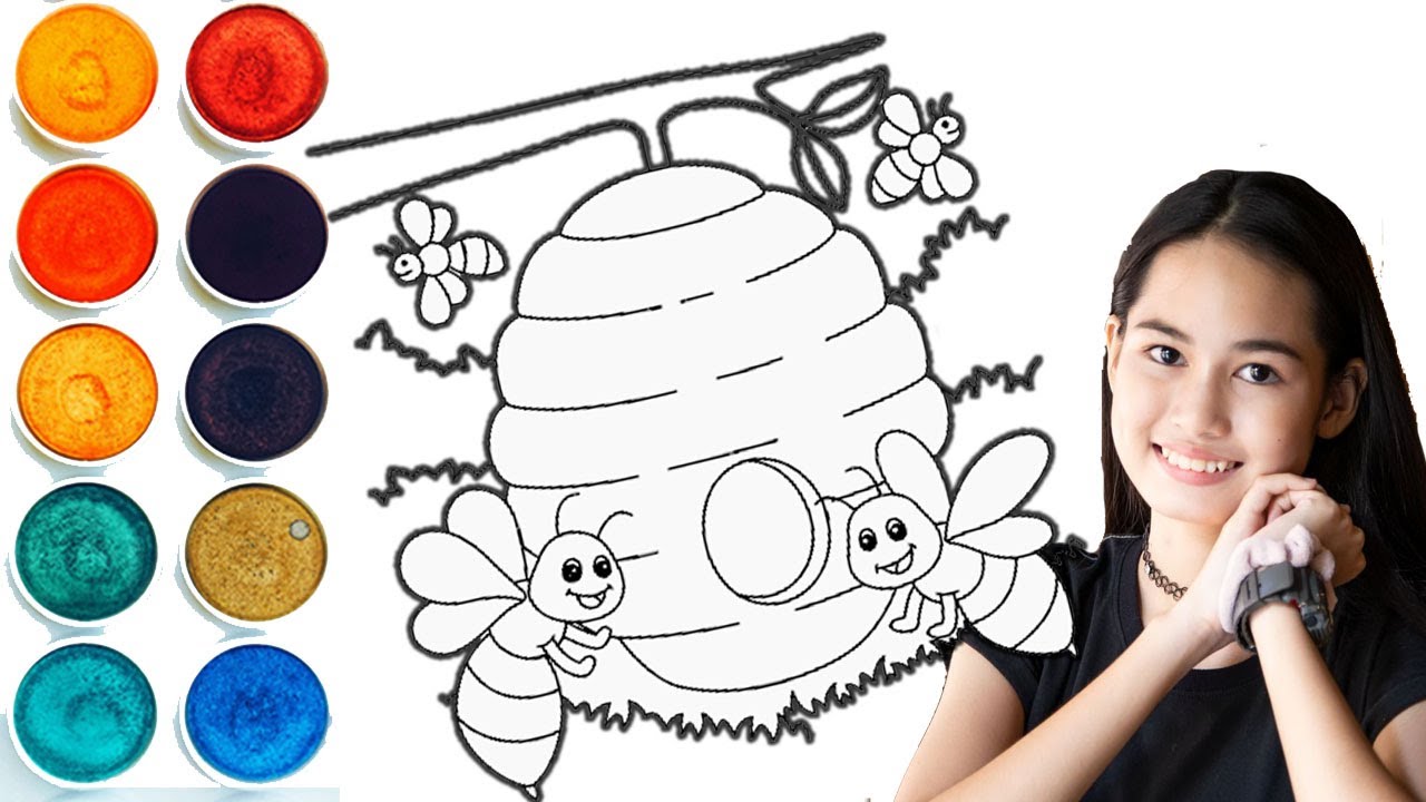 Bees and Beehive Coloring for Kids and Toddlers
