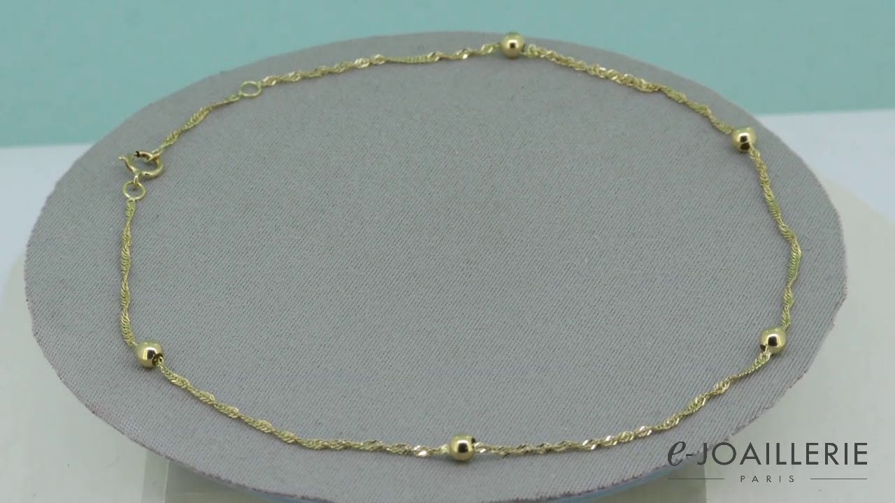 www.e-joaillerie.com – Chaine de cheville en or jaune 18 carats et boules