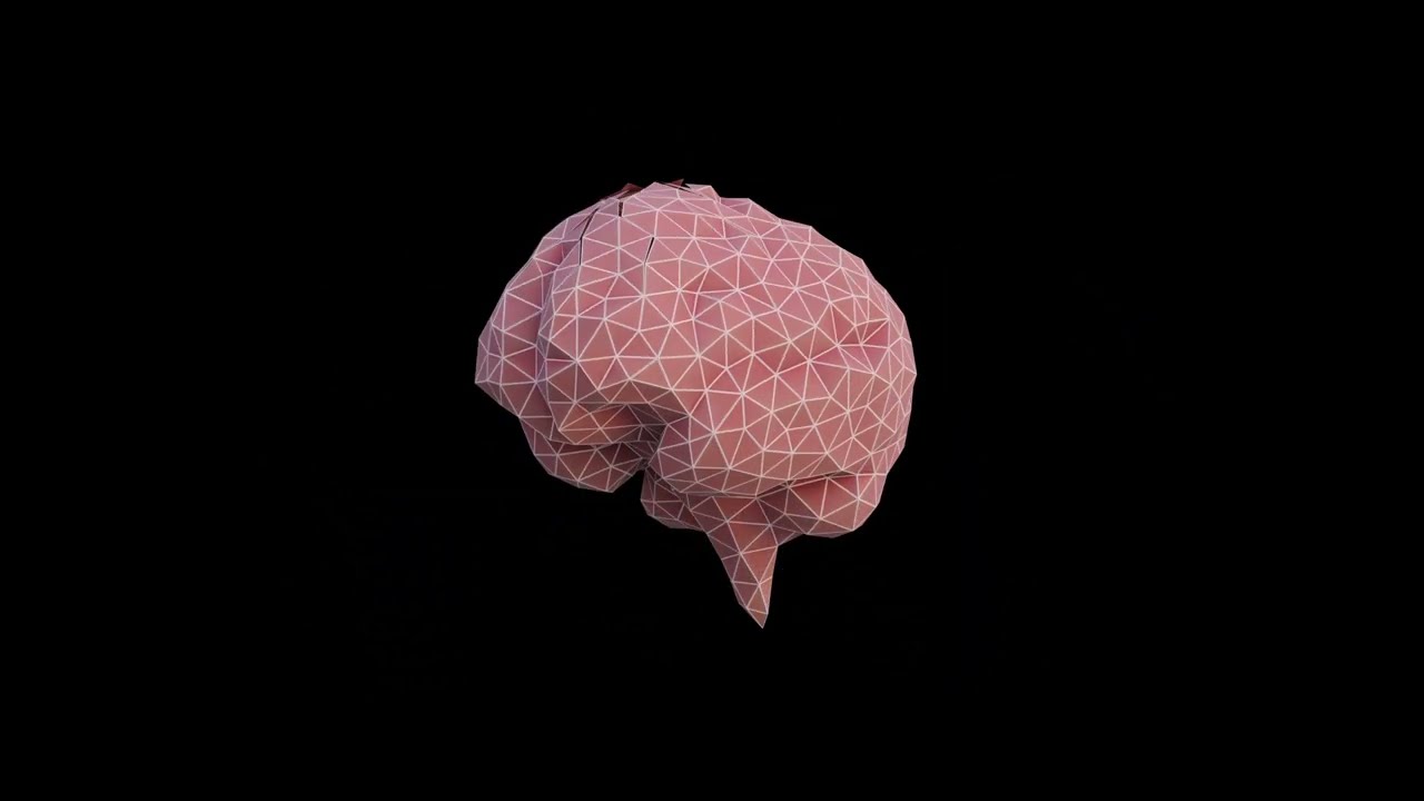 Origami human brain unfolding growing animation 3D Model