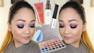Chit Chat Get Ready With Me // Trying NEW Products // Blue Eyeshadow Look