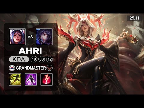 Ahri vs Irelia Mid - KR Grandmaster - Patch 25.11 Season 15