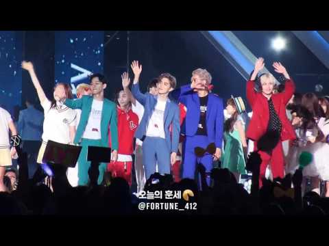 160604 Dream Concert Ending EXO, 미모 뽐내는 세훈이와 엔씨티 후배들 챙기는 선배 준면이와 민석이♡