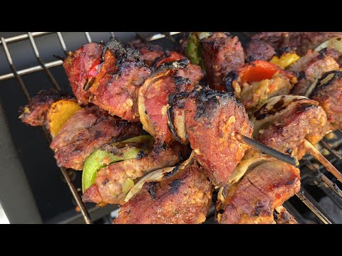 Liberian roasted meat on the stick and grilled chicken