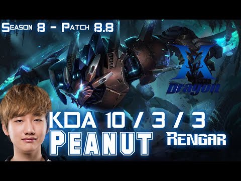 KZ Peanut RENGAR vs KHA'ZIX Jungle - Patch 8.8 KR Ranked