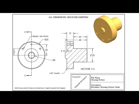 Housing Fixture || Practice Exercise Drawing Sheet by Creo Parametric