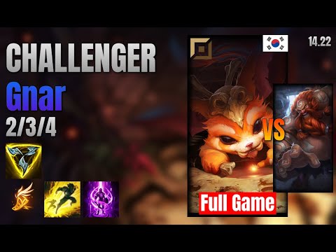 CHALLENGER Top Gnar vs Gragas lol KR solo rank Full Game 14.22