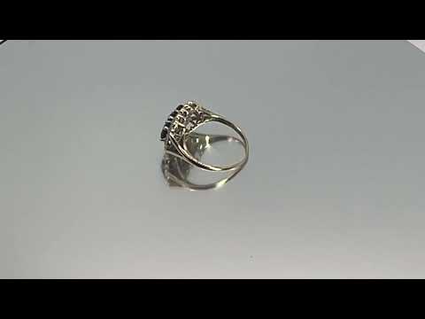 9ct Gold Sapphire Diamond Cluster Ring Pre Owned Size K1/2