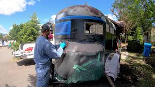Sauna Trailer Step 16: Fill Holes with Bondo Body Filler
