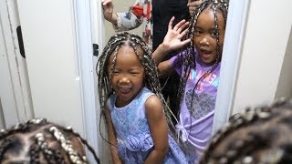 Blasian Girls got their first braids ever!!! | Mixed kids Box Braids Hair Vlog ep.185