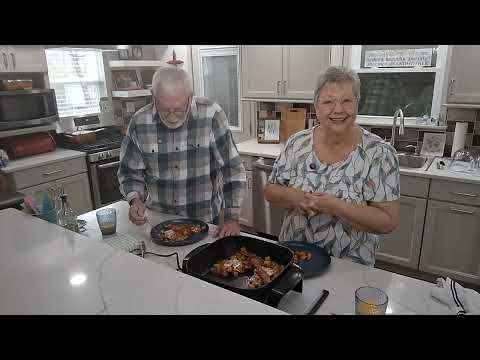 Breakfast Hash, Eggs & Bacon, & Fruit Dumplings, a collaboration with In the Kitchen With Momma Mel