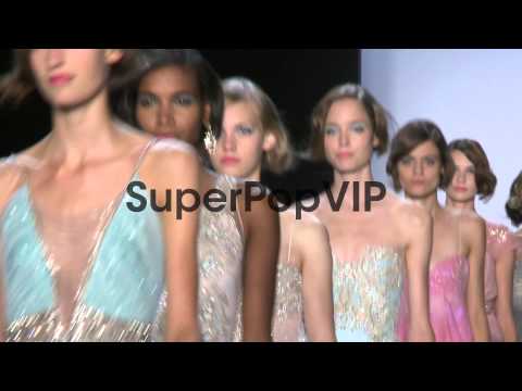 Models walk the runway at Badgley Mischka - Spring 2014 M...