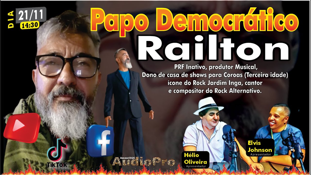 Railton - PRF Inativo, produtor Musical, Dono de casa de shows para Coroas (Terceira idade) ícone do Rock Jardim Inga, cantor e compositor do Rock Alternativo.