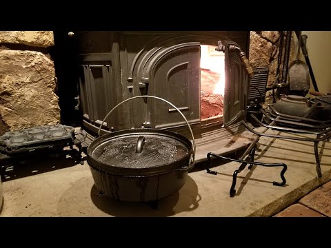Cast Iron Wood Stove Cooking - Pot Roast Stew In A...