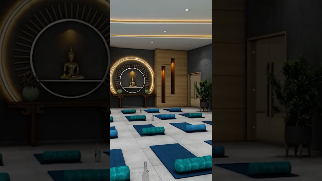 Commercial Club House Yoga Studio Interior Walkthrough Render... #shorts #3dwalkthrough