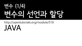 Java - 변수 (1/4) : 변수의 선언과 할당