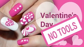 DIY Valentine's Day Pink Heart! Without any Tools - Nail Art Tutorial to Paint your Nails at Home!