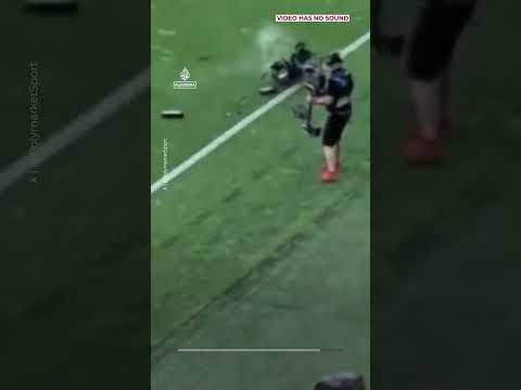 Spidercam crashes onto pitch during Hungary match | AJ #shorts