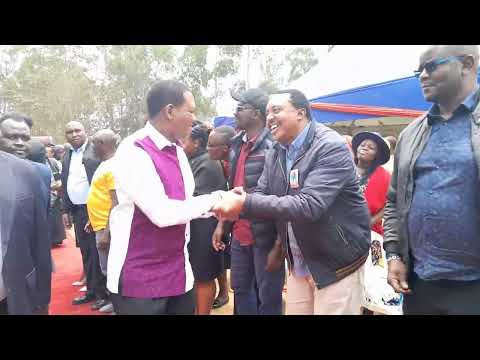 CS Alfred Mutua arrives at Machakos for the burial ceremony of the Late Mumbuni Ward MCA Kavuu