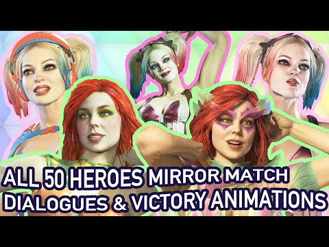 ALL 50 HEROES [A-Z] MIRROR MATCH DIALOGUES & VICTORY POSE ANIMATION COMPILATION - INJUSTICE 2 2020