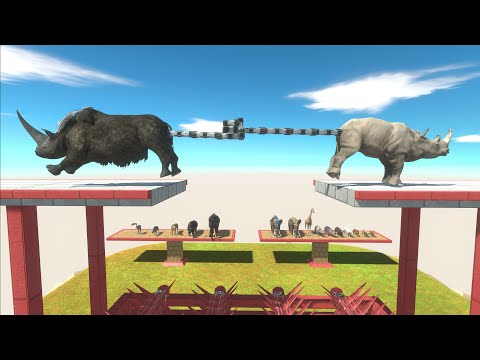 Modern Mammals and Prehistoric Mammals in Tug of war - Animal Revolt Battle Simulator