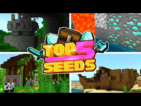 Minecraft Bedrock | TOP 5 BEST SEEDS | Shipwreck Diamonds Village! (PE, Xbox, PS4, Switch & W10)