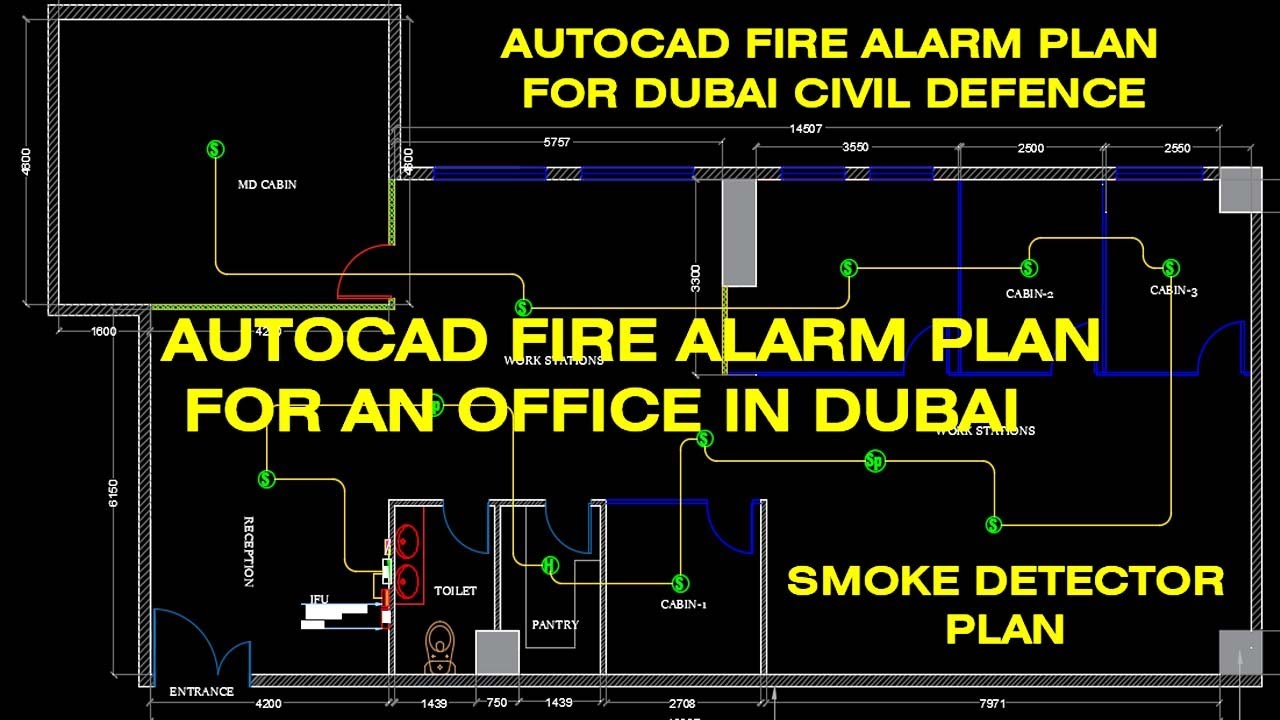 AutoCAD Fire Alarm Plan-How to make Fire alarm plan in AutoCAD-Smoke detector plan in AutoCAD