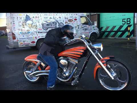 Arlen Ness chopper TP 124 motor FXR style frame rubber mount 250 hi tech tyre at Custom Cruisers Uk