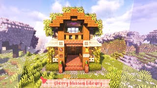 Minecraft | How to Build a Cherry Blossom Library ཻུ۪۪📚𓍢ִ໋🌷͙֒❀˖°