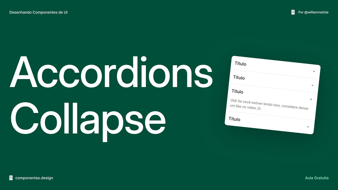 ACCORDIONS e COLLAPSE teoria e prática no Figma – Componentes Design