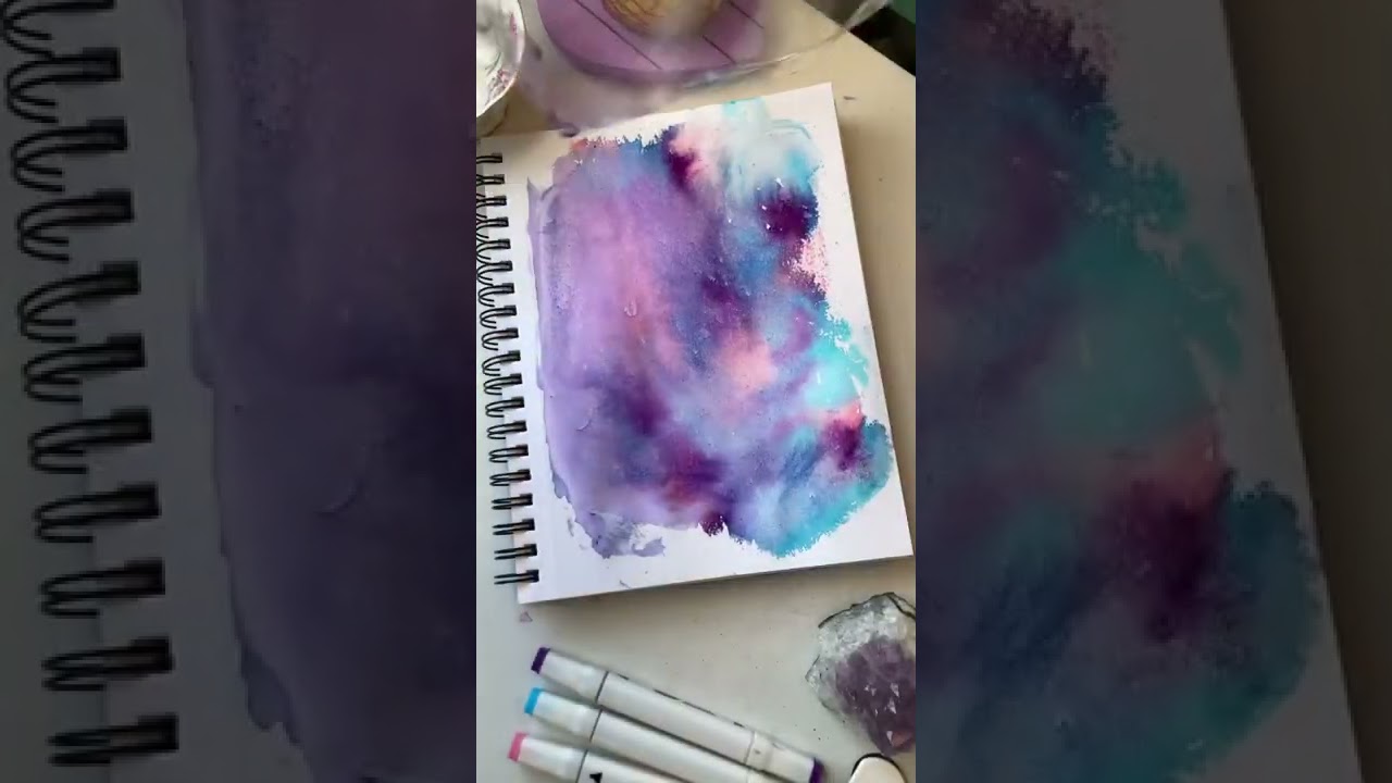 New sketchbook idea! Make a cool galaxy background using plastic wrap and markers 🪐💜