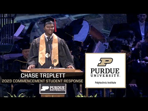 Chase Triplett presents student response at Spring 2023 Commencement – Purdue Polytechnic