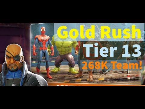 Gold Rush Tier 13 Guide with 268K Symbiotes! How to 3 Star Challenge | MARVEL Strike Force - F2P