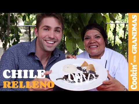 How to make a cheese and mushroom stuffed Chile Relleno with Grandma Ines