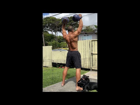 Day 282 FitPro Hawaii Workout-Double 20 kg. Kettlebell Thruster- February 23, 2021, 11:30 am