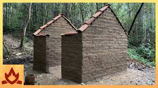 Primitive Technology | Building Walls with Fired Bricks and Mud Mortar