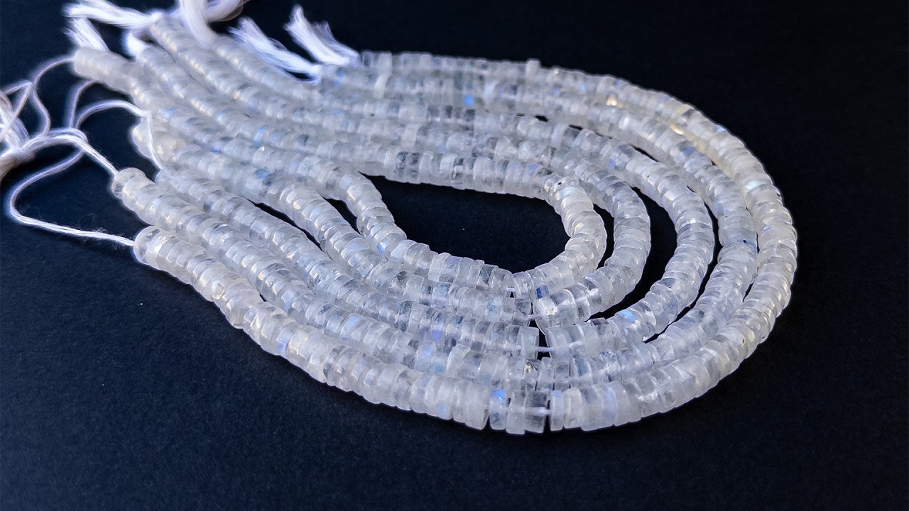 Moonstone | Smooth Wheels | 5.5mm Bead Size | 20cm Strand Length video