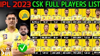 IPL 2023 Chennai Super Kings Full Squad | CSK Team Final Players List IPL 2023 | CSK Team 2023