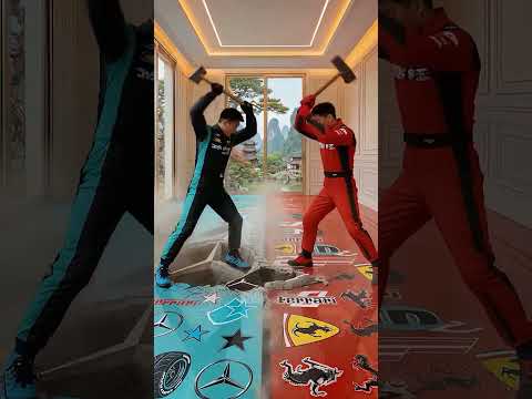 THIS DOUBLE EPOXY FLOOR IS AMAZING 🤯  Mercedes VS Ferrari  #formula1 #f1 #mercedes #ferrari