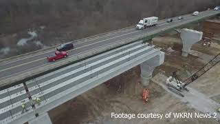 Drone footage shows construction progress on McClure Bridge in Clarksville