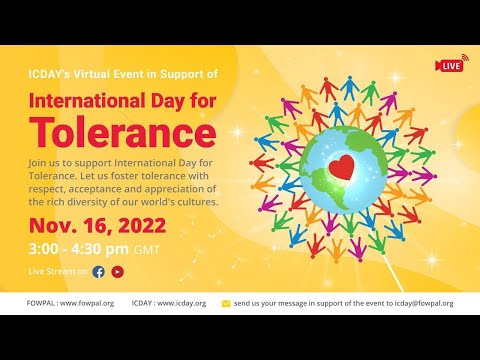 [Live Stream] ICDAY's Virtual Event : International Day for Tolerance, 11/16/2022