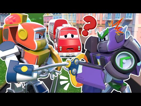 ROBOT POLICE CAR stops the TRAIN Robbery! - Super Robot Truck Transform