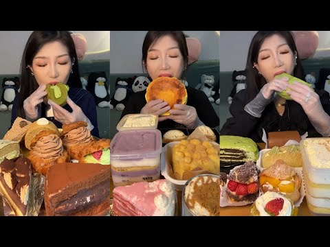 [20 Minutes] Asmr Dessert Mukbang Eating Matcha Cake | Mukbang Eating Show💗🍰🧁