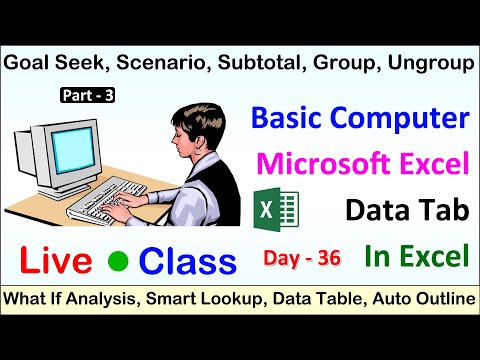 Excel Data Tab What If Analysis Goal Seek Data Table Subtotal Group Ungroup Smart Lookup Etc